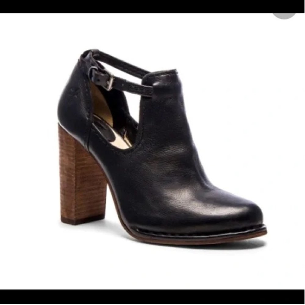Frye Margaret Shootie Boots Shoes Size 6 Black Leather Block Heel Ankle Strap